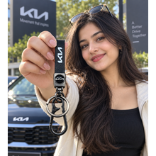 Keychain: Premium Automotive Kia  – Black Metal & Leather Finish