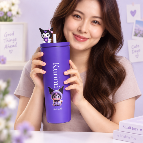 Bottle: Kuromi Purple Water Bottle, Pack of 01
