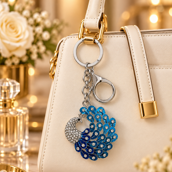 Keychain: Royal Peacock Bling Keychain & Bag Charm