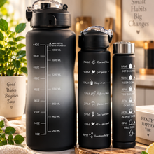 Bottle: Premium Black Motivational Water Bottle, Pack of 03