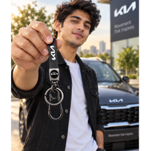 Keychain: Premium Automotive Kia  – Black Metal & Leather Finish