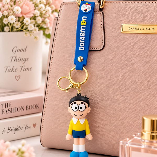 Keychain: Classic Schoolboy 3D Character Keychain with Blue Wrist Strap