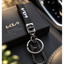 Keychain: Premium Automotive Kia  – Black Metal & Leather Finish