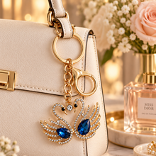 Keychain: Royal Twin Swan Crystal Keychain