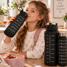 Bottle: Premium Black Motivational Water Bottle, Pack of 03