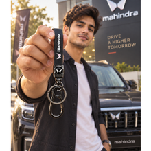 Keychain: Premium Automotive Mahindra – Black Metal & Leather Finish