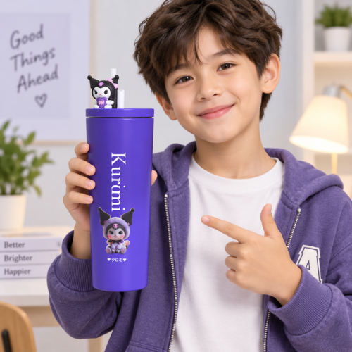 Bottle: Kuromi Purple Water Bottle, Pack of 01