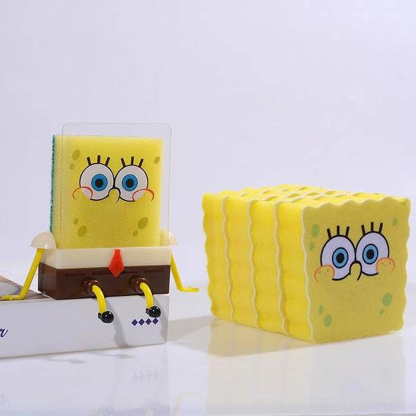 Sponges: Kitchen Cartoon Sponge Holder Creative Cleaning(Pack of 04)