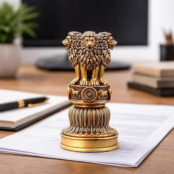 idol: Ashoka Lion Capital Statue, Golden Finish