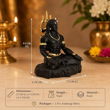 idol: matte black and gold Adiyogi Shiva meditation