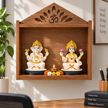 idol: Lakshmi Ganesh Idol Set of 2 White & Gold Hindu God Statue
