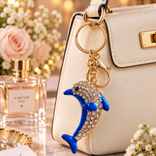 Keychain: Sparkling Blue Dolphin Crystal Keychain