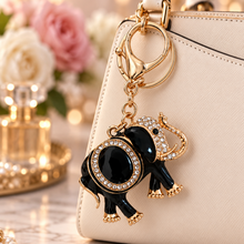 Keychain: Royal Black Elephant Crystal Keychain