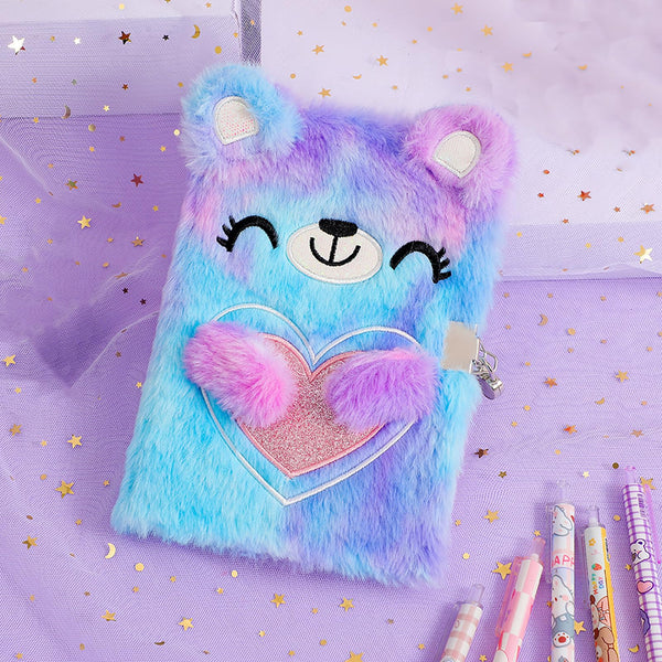 Diary: fluffy tie-dye plush notebook or secret