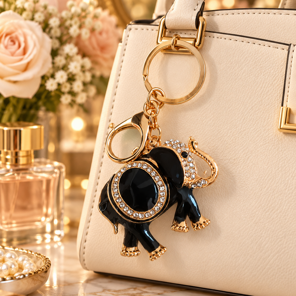 Keychain: Midnight Elephant Bling Keychain & Bag Charm
