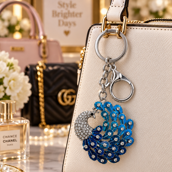 Keychain: Royal Peacock Bling Keychain & Bag Charm