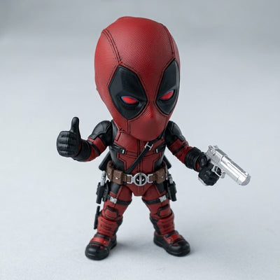 Anime: Red DEADP00L With Gun (Size - 10*9 cm)