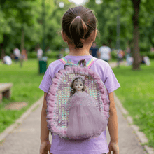 Backpack: 3D Princess Doll Backpack for Kids – Pink Sequin & Lace Design