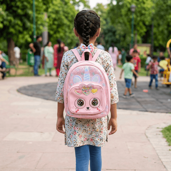 Backpack: Sparkling Unicorn Backpack for Kids with 3D Eyes – Pink