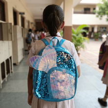 Backpack: Ocean Sparkle Mermaid Tail Backpack for Kids – Blue Sequin