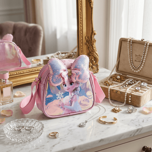 Bag: FR0ZËN Ëlsa Sling Bag for Kids with Sequin Bow – Premium Quality
