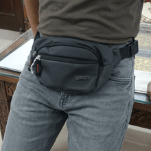 Bag: Unisex Black Waist Bag with Adjustable Belt