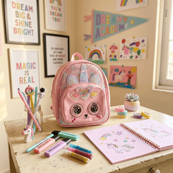 Backpack: Sparkling Unicorn Backpack for Kids with 3D Eyes – Pink