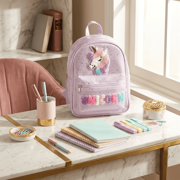 Backpack: Pastel Unicorn for Kids – Glitter & Chenille Design