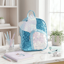 Backpack: Ocean Sparkle Mermaid Tail Backpack for Kids – Blue Sequin