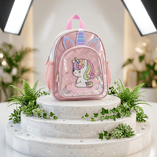 Backpack: Pastel Unicorn Backpack for Kids with Shaker Sequin Front – Pink