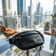 Bag: Unisex Black Waist Bag with Adjustable Belt