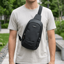 Chest Bag: Unisex Black Crossbody Chest Bag Large Size with Adjustable Strap