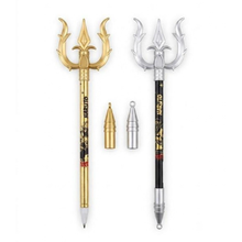 Pen: Trishul Design Novelty Pen, gold and silver colour (Pack of 02)