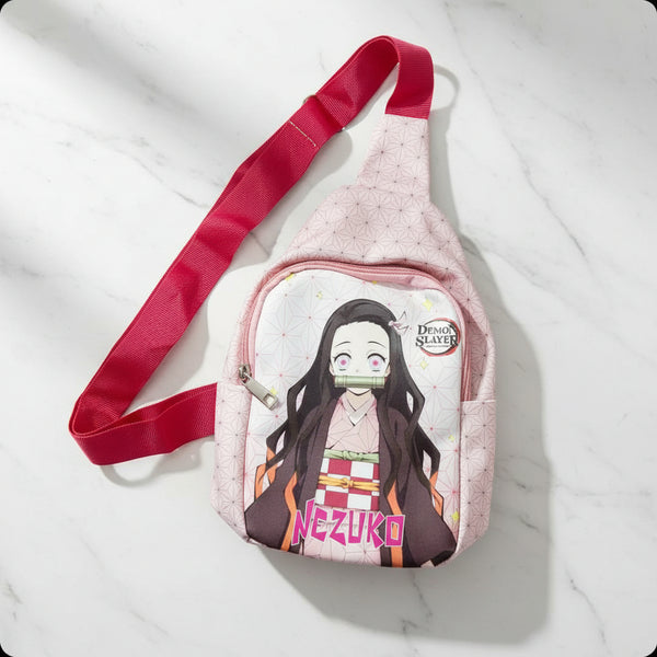 Chest Bag: Pink Bamboo Girl Anime Chest Bag (High Quality Faux Leather)