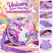 Bags: Magical Unicorn Round Sling Bag for Kids – Purple