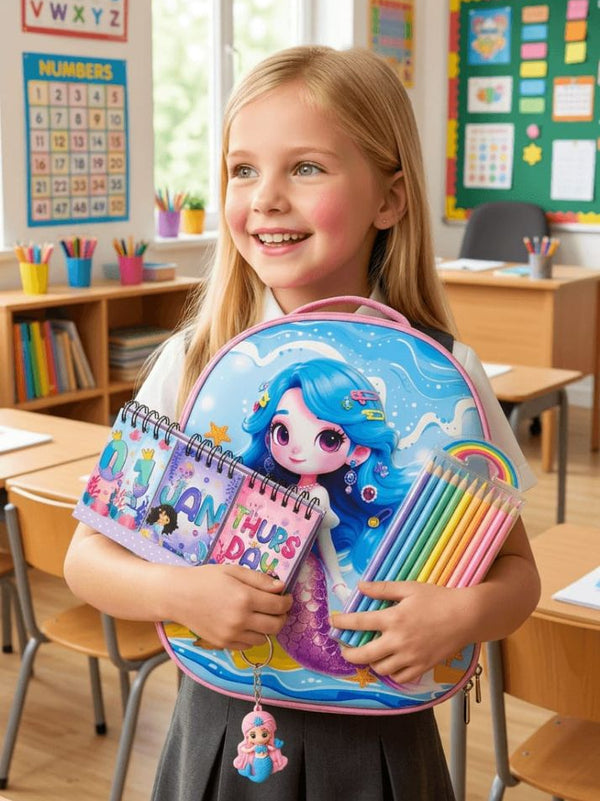 Mermaid School Bag & Colors Set