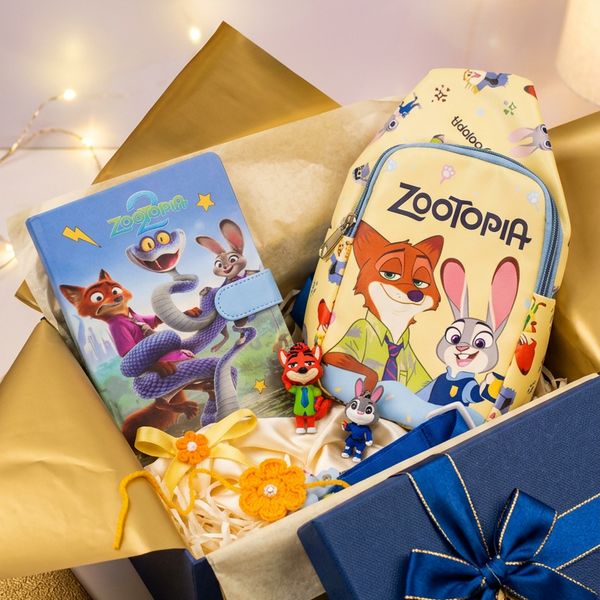 Zootopia Kids Backpack, Rakhi, Diary, and Keychain Combo