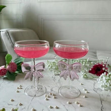 Transparent Glass: Elegant Pink Bow Coupe