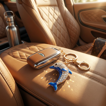 Keychain: Sparkling Blue Dolphin Crystal Keychain