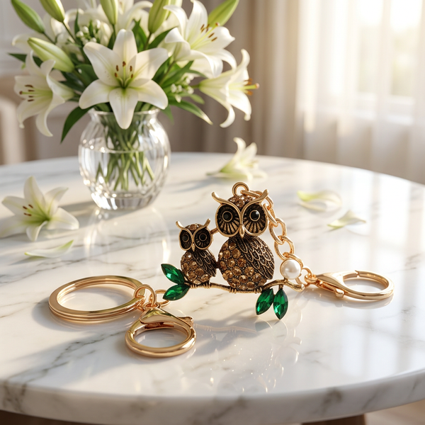 Keychain: Golden Owl Duo Premium Keychain