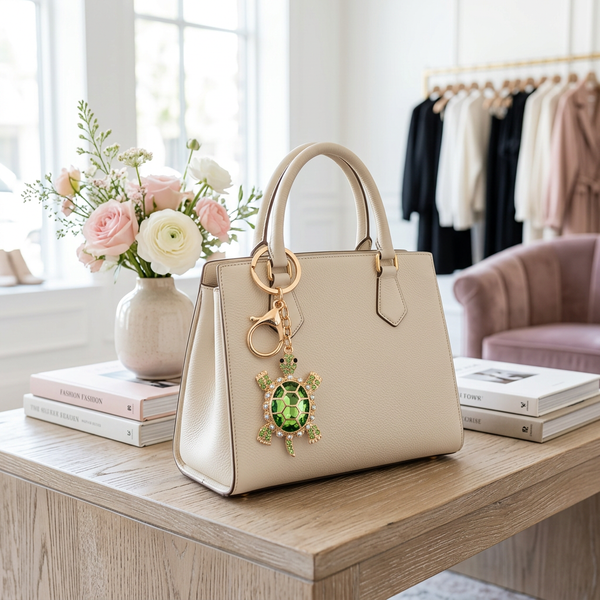Keychain: Emerald Luxe Turtle Keychain & Bag Charm