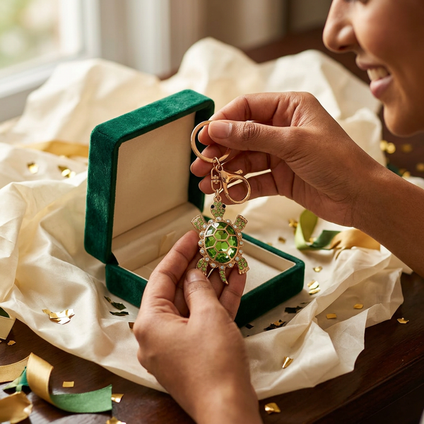 Keychain: Emerald Luxe Turtle Keychain & Bag Charm