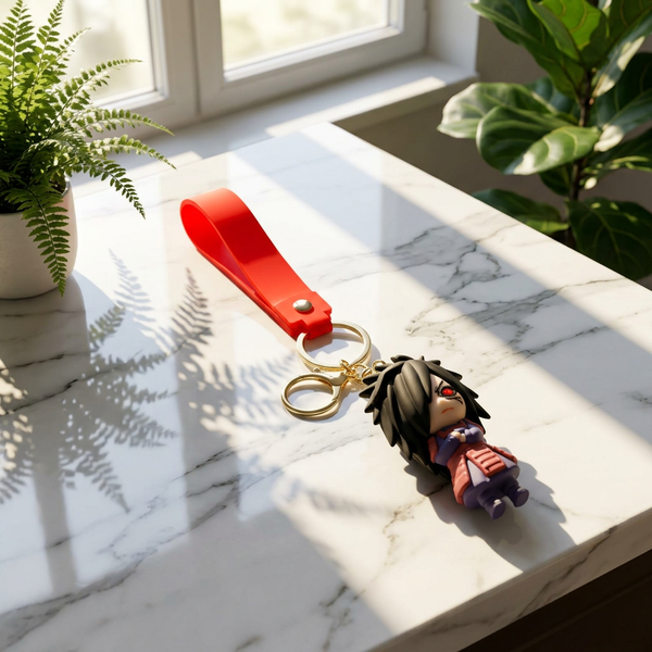 Keychain: Shadow Warrior 3D Anime Keychain with Red Wrist Strap