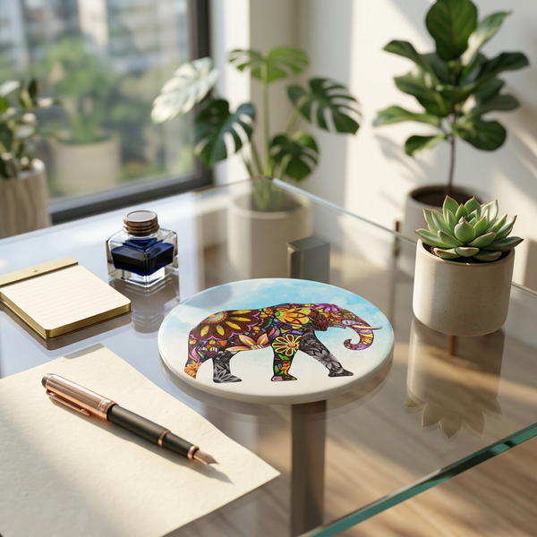 Magnet: Boho Elephant Mandala Fridge Magnet (Size - 7*7 cm)