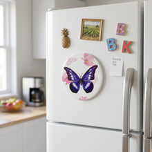 Magnet: Purple Butterfly Floral Fridge Magnet (Size - 7*7 cm)