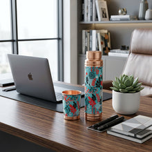 Bottle: Premium Turquoise Floral Bottle & Tumbler Gift Set – 750 ml Bottle with Matching Cup