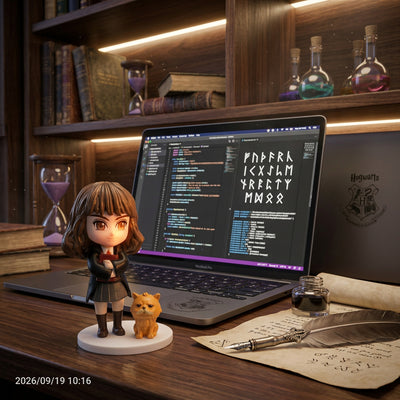 Anime: Magic Academy Girl with Cute Pet Figurine