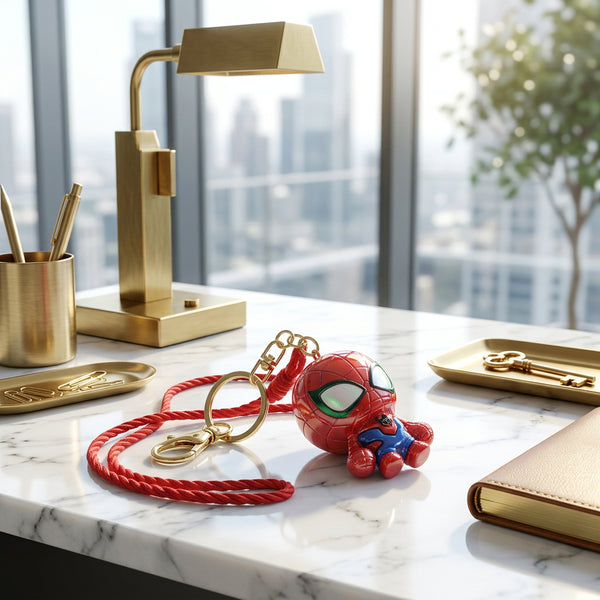 Keychain: Web Hero 3D Character Keychain – Red & Blue Cute Bag Charm