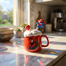 Anime: Web Hero 3D Character Mug with Cloud Lid & Decorative Straw – Red
