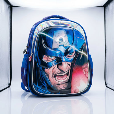 Backpack: Blue Super Soldier Hero Kids School Backpack